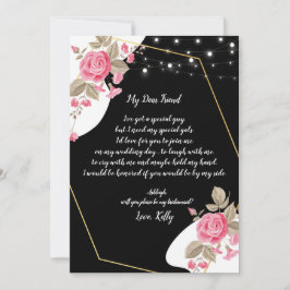 Modern Elegance Pink Floral zal mijn bruidsmeisje Kaart
