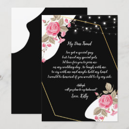 Modern Elegance Pink Floral zal mijn bruidsmeisje  Kaart