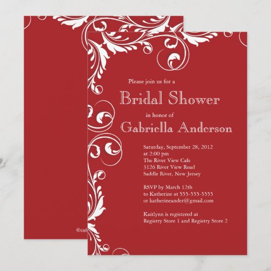 Modern Elegance Red Bridal Shower Kaart (Voorkant / Achterkant)