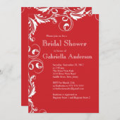 Modern Elegance Red Bridal Shower Kaart (Voorkant / Achterkant)