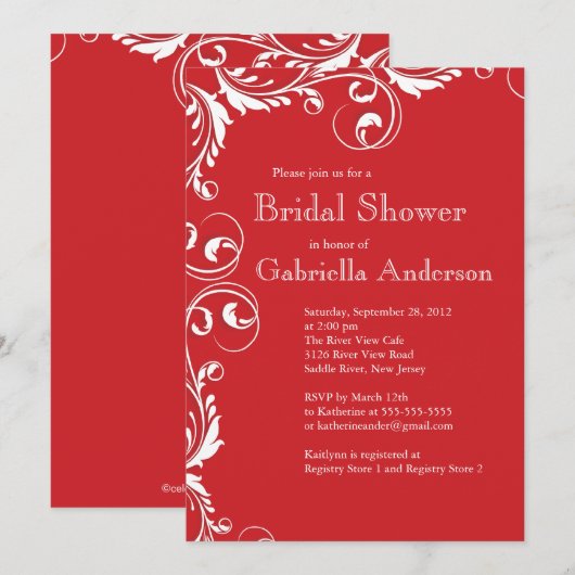 Modern Elegance Red Bridal Shower Kaart (Voorkant / Achterkant)