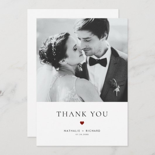 Modern Elegance Red Typography Wedding Bedankkaart (Voorkant / Achterkant)