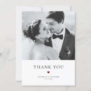 Modern Elegance Red Typography Wedding Bedankkaart