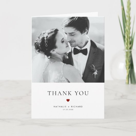 Modern Elegance Red Typography Wedding Bedankkaart (Voorkant)