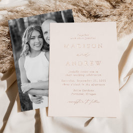 Modern Elegance Roos Gold Photo Wedding Folie Uitnodiging