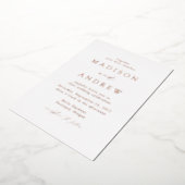 Modern Elegance Roos Gold Wedding Folie Uitnodiging (Gedraaid)