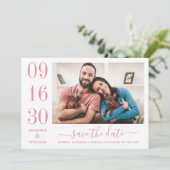 Modern Elegance Roos Pink Wedding Foto Save The Date (Staand voorkant)