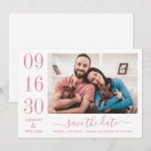 Modern Elegance Roos Pink Wedding Foto Save The Date (Voorkant / Achterkant)