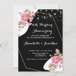 Modern Elegance Roze Bloemen St Bruiloft Jubileum Kaart