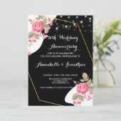 Modern Elegance Roze Bloemen St Bruiloft Jubileum Kaart (Staand voorkant)