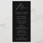 Modern Elegance Speckled Black and White Wedding Menu (Voorkant)