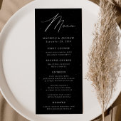 Modern Elegance Speckled Black and White Wedding Menu