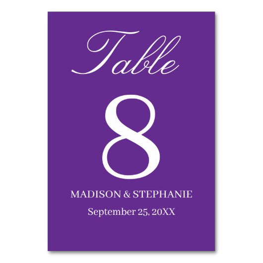 Modern Elegance Trouwtafel Nummer Kaart (Voorkant)