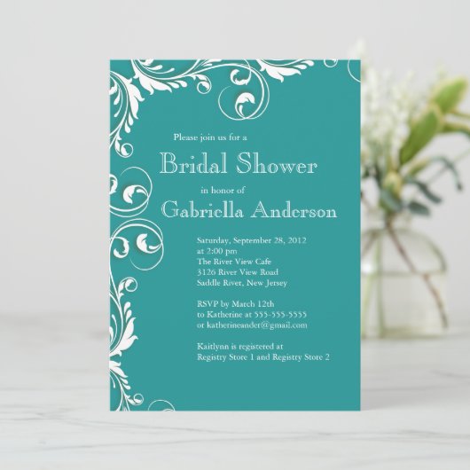 Modern Elegance Turquoise Bridal Shower Kaart (Staand voorkant)