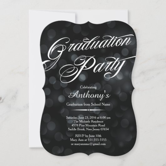 Modern Elegance Typography Bokeh Graduation Party Kaart (Voorkant)