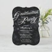 Modern Elegance Typography Bokeh Graduation Party Kaart (Staand voorkant)