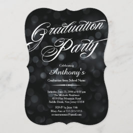 Modern Elegance Typography Bokeh Graduation Party Kaart