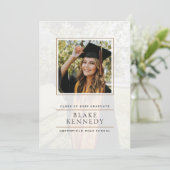 Modern Elegance Vellum ingelijst Afstudeerder Aank Kaart (Staand voorkant)