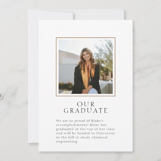 Modern Elegance Vellum ingelijst Afstudeerder Aank Kaart (Achterkant)
