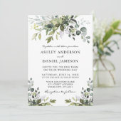 Modern Elegance Waterverf Greenery Wedding Kaart (Staand voorkant)