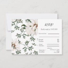 Modern Elegance Waterverf White Roses Wedding RSVP Kaartje