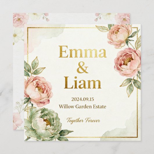 Modern Elegance Wedding Invitation Kaart (Voorkant / Achterkant)