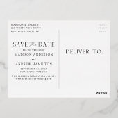 Modern Elegance Wedding Save the Date Folie Folie Uitnodiging Briefkaart (Achterkant)