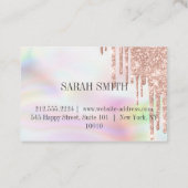 Modern Eleganht opal, druppelt gouden roos Busines Visitekaartje (Achterkant)