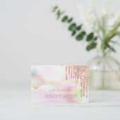 Modern Eleganht opal, druppelt gouden roos Visitekaartje (Staand voorkant)