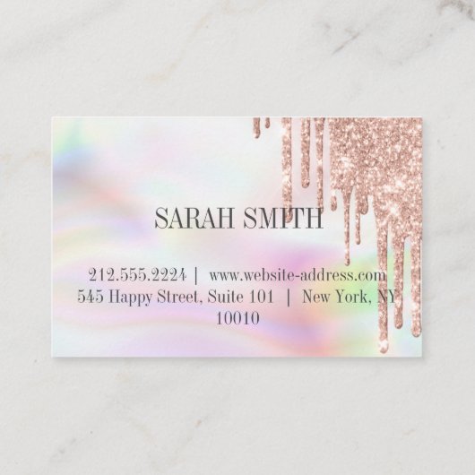 Modern Eleganht opal, druppelt gouden roos Visitekaartje (Achterkant)