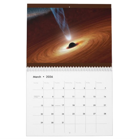 Modern elegant 12 maanden ruimtelandschap voor scr kalender (Mar 2026)