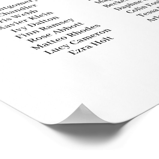 Modern Elegant 15 tables Wedding Seating Chart Poster (Hoek)