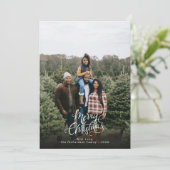 Modern Elegant 1 foto Kerstmis Script Feestdagenkaart (Staand voorkant)