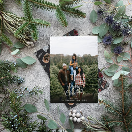 Modern Elegant 1 foto Kerstmis Script Feestdagenkaart