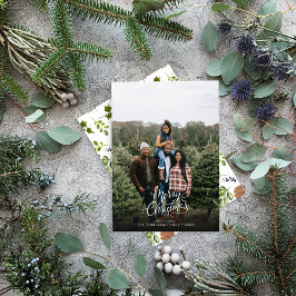 Modern Elegant 1 foto Kerstmis Script Feestdagenkaart