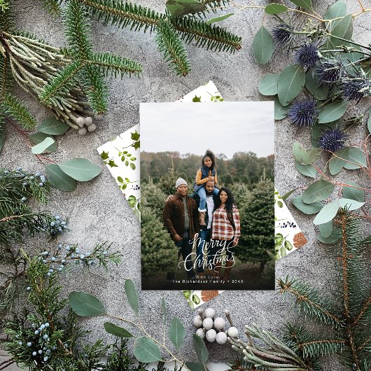 Modern Elegant 1 foto Kerstmis Script Feestdagenkaart