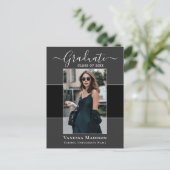 Modern | Elegant 1 Photo Graduation Announcement Briefkaart (Staand voorkant)