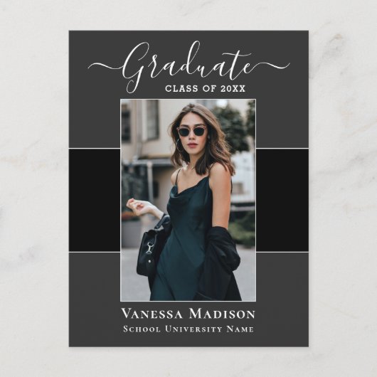 Modern | Elegant 1 Photo Graduation Announcement Briefkaart (Voorkant)