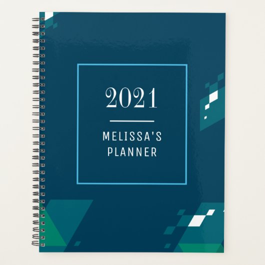 Modern Elegant 2021 Persoonlijk blauw Planner (Voorkant)