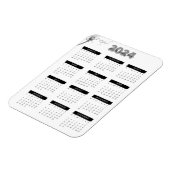 Modern Elegant 2024 Kalender Zwart-wit Magneet (Linkerzijde)