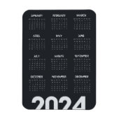 Modern Elegant 2024 Kalender Zwart-wit Magneet (Verticaal)