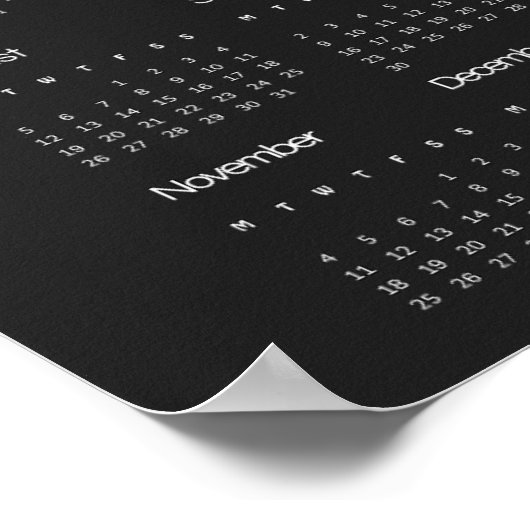 Modern Elegant 2024 Kalender Zwart-wit Poster (Hoek)