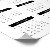Modern Elegant 2024 Kalender Zwart-wit Poster (Hoek)