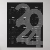 Modern Elegant 2024 Kalender Zwart-wit Poster (Voorkant)