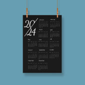 Modern Elegant 2024 Kalender Zwart-wit Poster