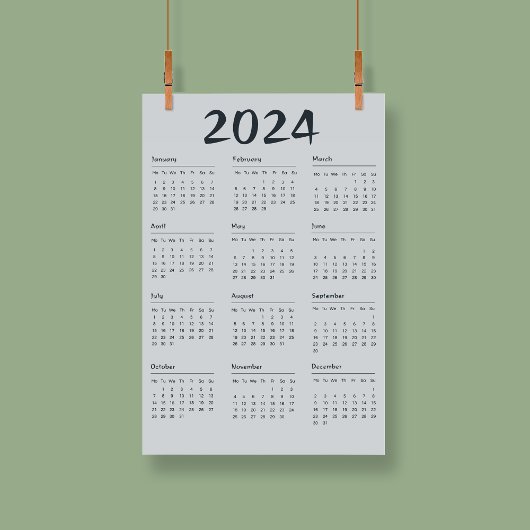Modern Elegant 2024 Kalender Zwart-wit Poster