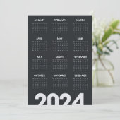 Modern Elegant 2024 Kalender Zwart-wit Programmakaart (Staand voorkant)