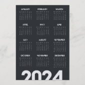 Modern Elegant 2024 Kalender Zwart-wit Programmakaart (Voorkant)
