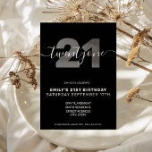 Modern Elegant 21st Birthday Uitnodiging