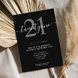 Modern Elegant 21st Birthday Uitnodiging<br><div class="desc">Moderne elegant 21ste uitnodiging op zaterdag. Minimalistisch ontwerp voor de sjabloon van de 21ste verjaardagsuitnodiging met elegante kalligrafie handgeschreven scriptlettertype.</div>